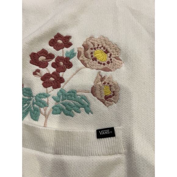Vintage Vans Womens Cream Embroidered Floral Cardigan Button Up Sweater Size M/L - Picture 5 of 11
